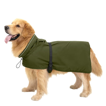 Zellar Dog Raincoat with Hood, Collar Hole, 100% Waterproof Ultra-Light Breathable Rainwear Rain Jacket with Safe Reflective Strips for Medium to Large Dog, Blue, 4XL
