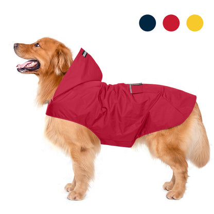 Zellar Dog Raincoat with Hood, Collar Hole, 100% Waterproof Ultra-Light Breathable Rainwear Rain Jacket with Safe Reflective Strips for Medium to Large Dog, Blue, 4XL