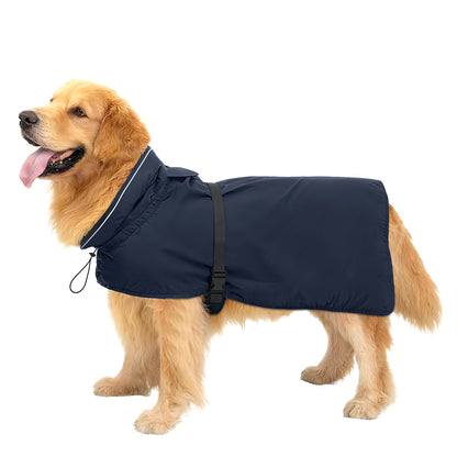 Zellar Dog Raincoat with Hood, Collar Hole, 100% Waterproof Ultra-Light Breathable Rainwear Rain Jacket with Safe Reflective Strips for Medium to Large Dog, Blue, 4XL