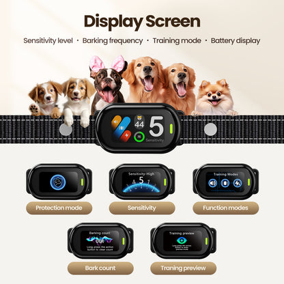 ZELLAR Smart Anti-Bark Collar: Beep, Vibration, 5 Modes, Adjustable Sensitivity, IP67 Waterproof for All Dogs
