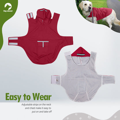 Zellar Dog Raincoat with Hood, Collar Hole, 100% Waterproof Ultra-Light Breathable Rainwear Rain Jacket with Safe Reflective Strips for Medium to Large Dog, Blue, 4XL