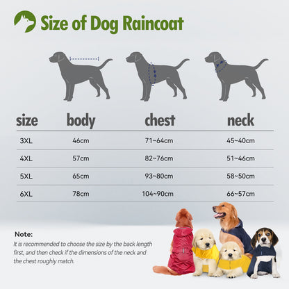 Zellar Dog Raincoat with Hood, Collar Hole, 100% Waterproof Ultra-Light Breathable Rainwear Rain Jacket with Safe Reflective Strips for Medium to Large Dog, Blue, 4XL