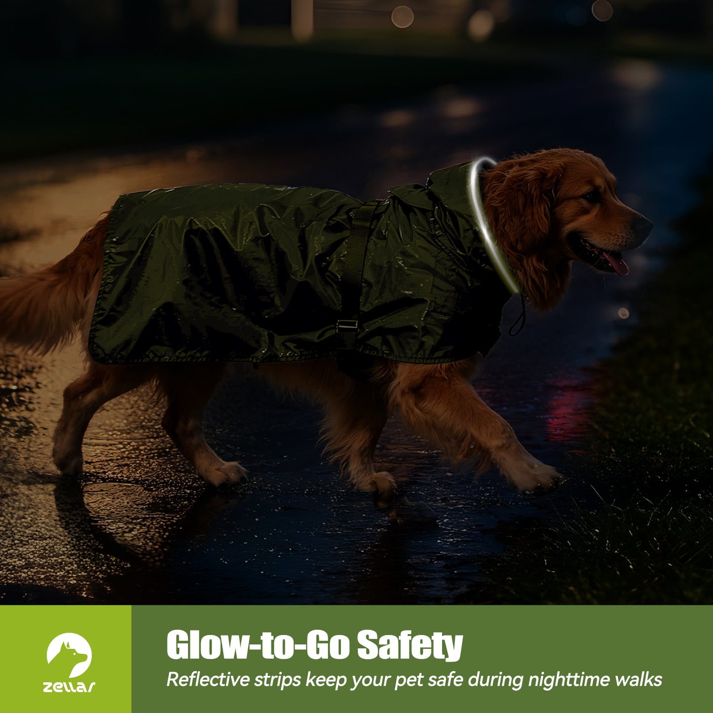 Zellar Dog Raincoat with Hood, Collar Hole, 100% Waterproof Ultra-Light Breathable Rainwear Rain Jacket with Safe Reflective Strips for Medium to Large Dog, Blue, 4XL