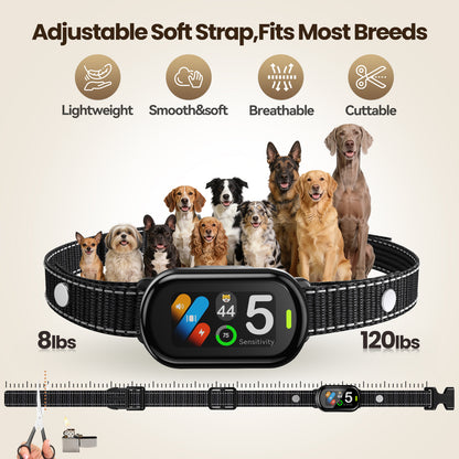 ZELLAR Smart Anti-Bark Collar: Beep, Vibration, 5 Modes, Adjustable Sensitivity, IP67 Waterproof for All Dogs