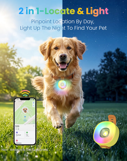 2-in-1 Dog Tracker GPS with LED Light, Pet GPS for Pets,Rechargeable