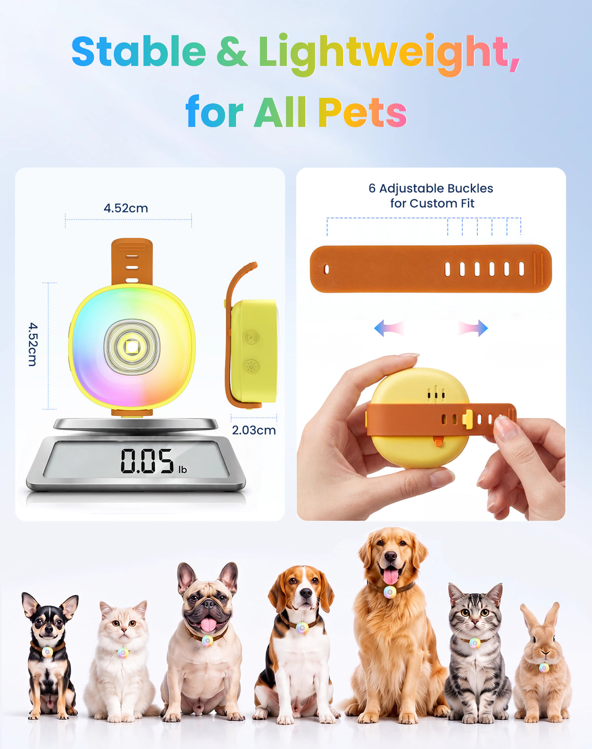 2-in-1 Dog Tracker GPS with LED Light, Pet GPS for Pets,Rechargeable