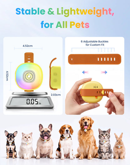 2-in-1 Dog Tracker GPS with LED Light, Pet GPS for Pets,Rechargeable