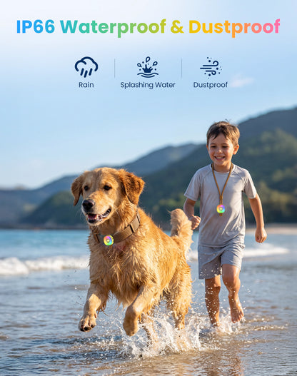2-in-1 Dog Tracker GPS with LED Light, Pet GPS for Pets,Rechargeable