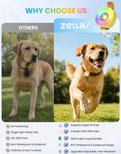 2-in-1 Dog Tracker GPS with LED Light, Pet GPS for Pets,Rechargeable